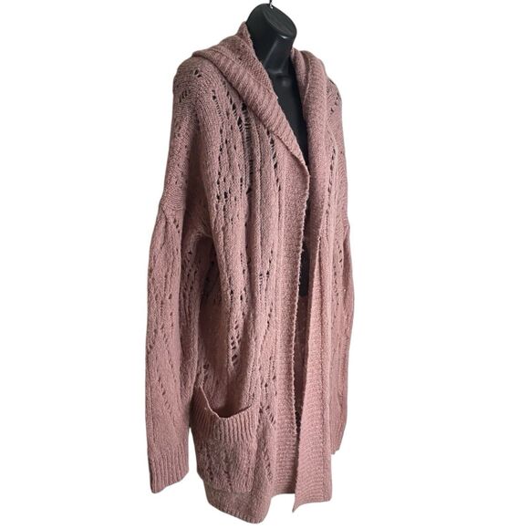 Free People Cardigan Sweater Womens XS Pink Alpaca Lemon Drop Oversized Hooded - Picture 4 of 14